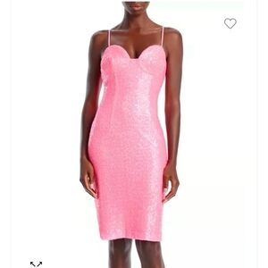 Black Halo Sparkling Pink Midi Dress